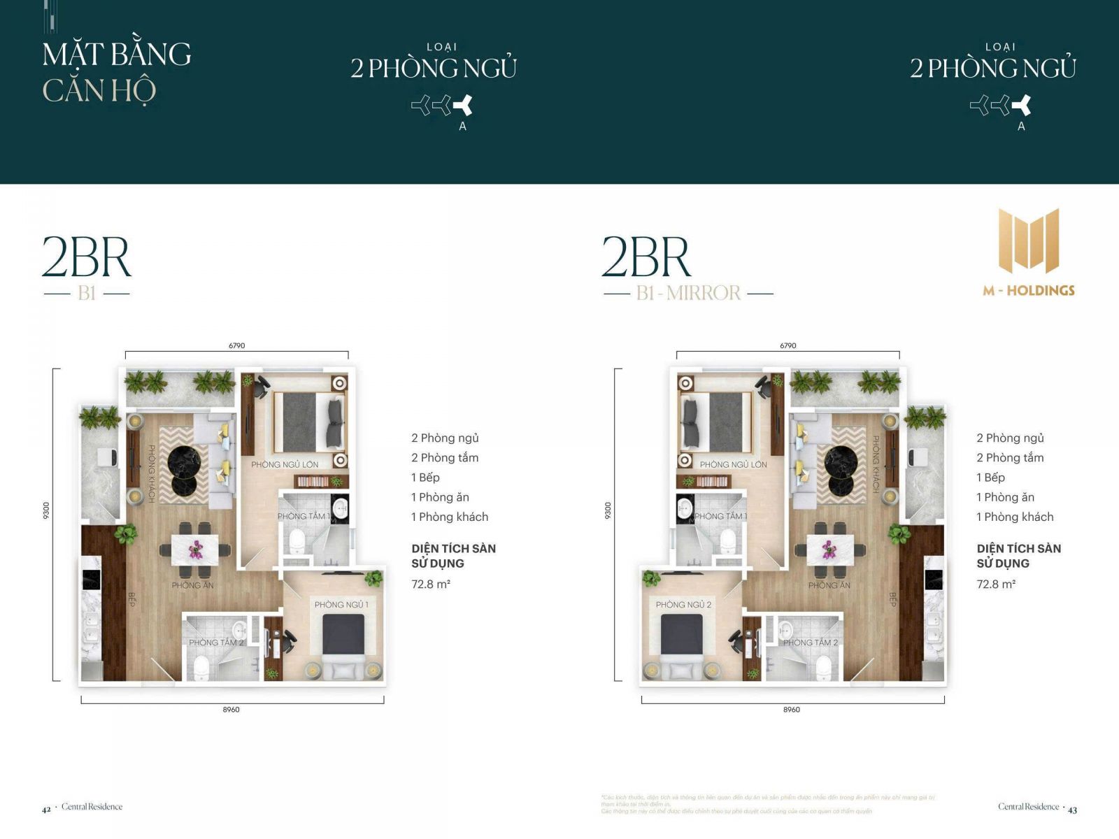 thiết kế căn 2 phòng ngủ (+) chung cư Gamuda Central Park dự án Gamuda yên Sở