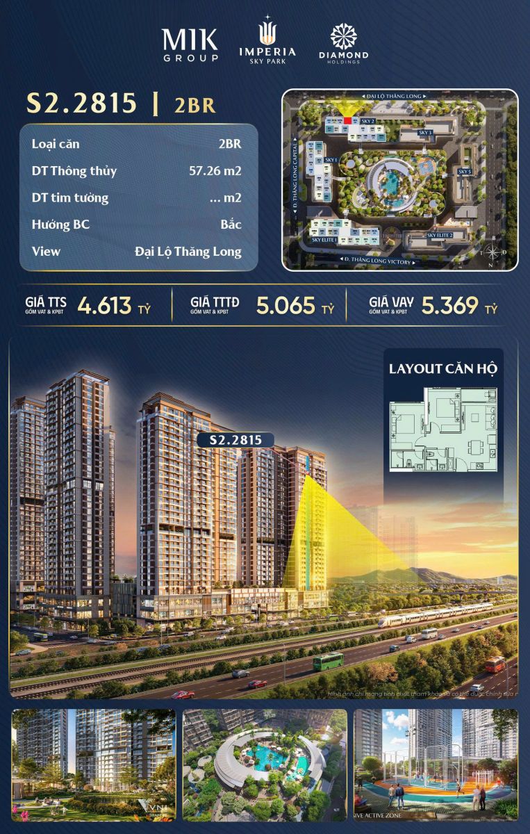 căn 2 phòng ngủ nhỏ Imperia Nam An Khánh