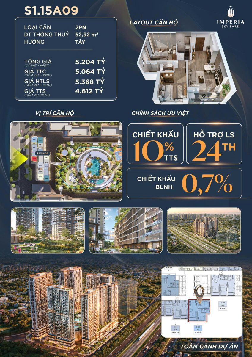 căn 2 phòng ngủ Imperia Nam An Khánh