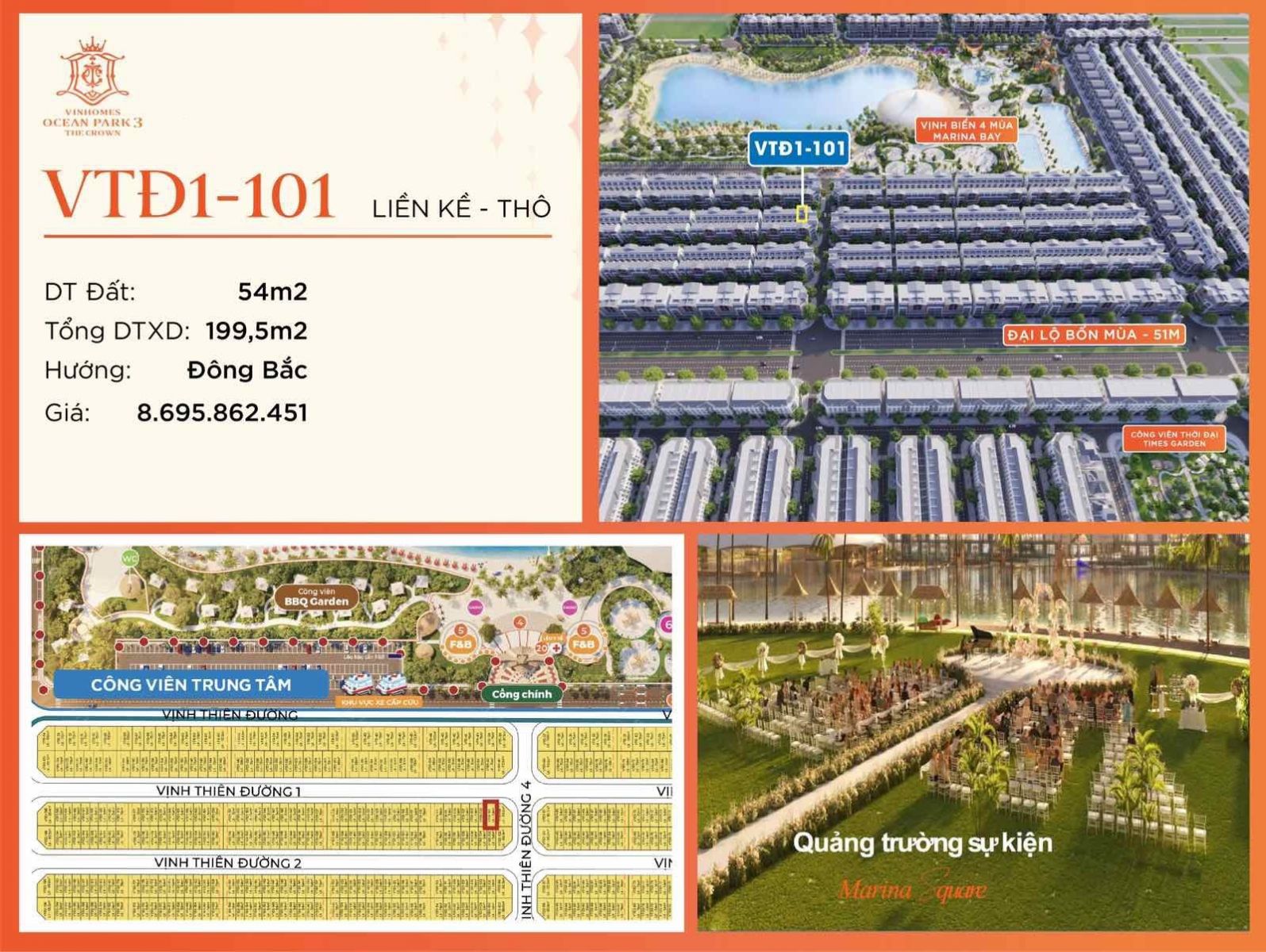 mặt bằng phân khu biệt thự Vịnh Thiên Đường Vinhomes Ocean Park 3
