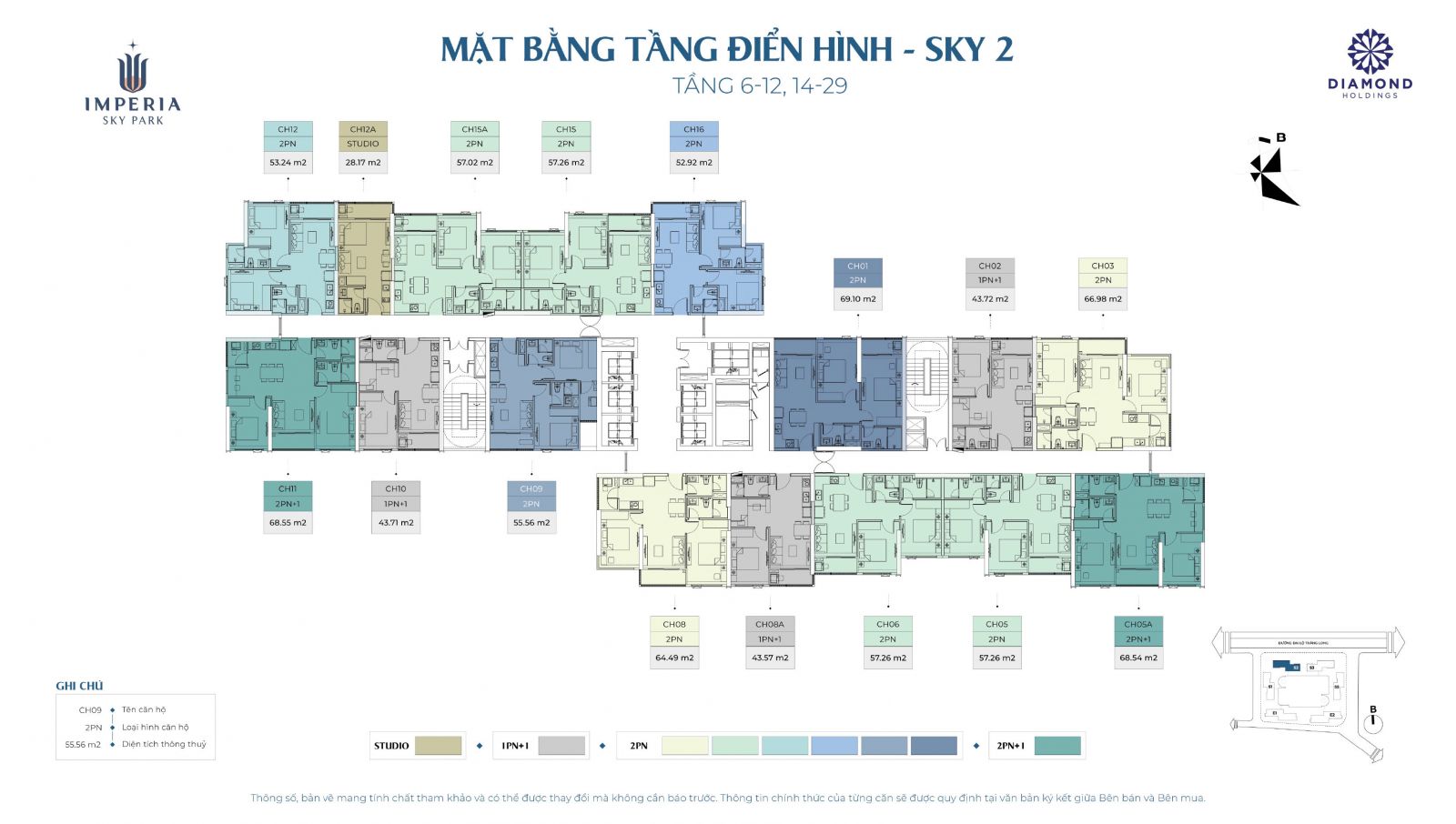 mặt bằng tòa sky 2 chung cư Imperia SKy Park dự án MIK Nam An KHánh