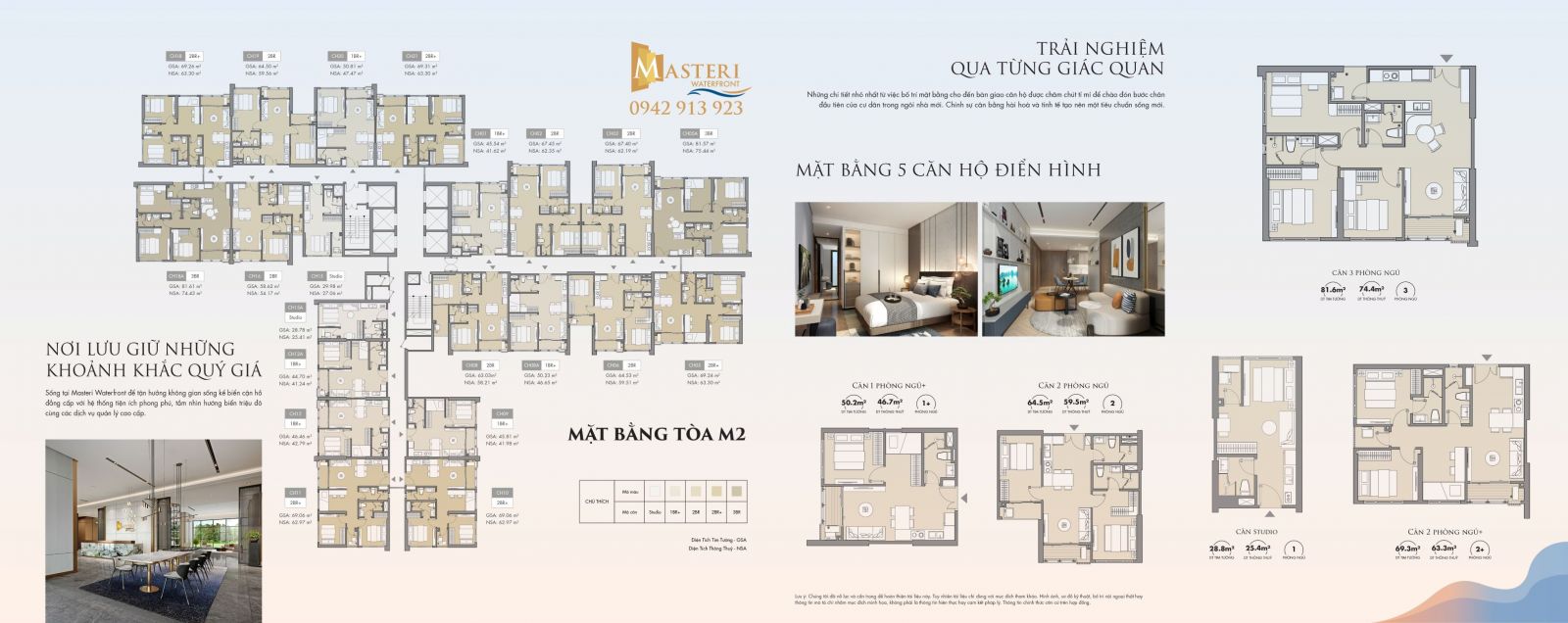thiết kế mặt bằng căn hộ Tòa M2 Chung cư Masteri Waterfront Ocean Park