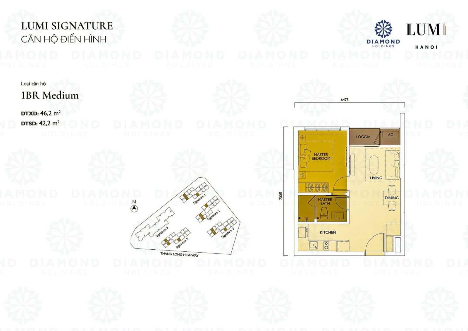 thiết kế căn 1 phòng ngủ tòa Signature Lumi Hanoi 