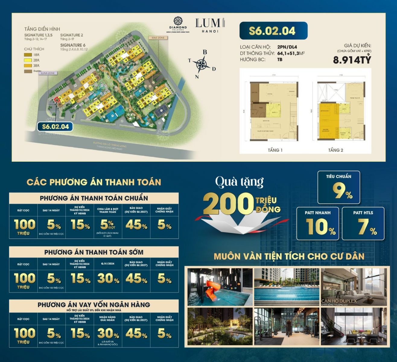 Quỹ căn tòa S6 Lumi Hà Nội
