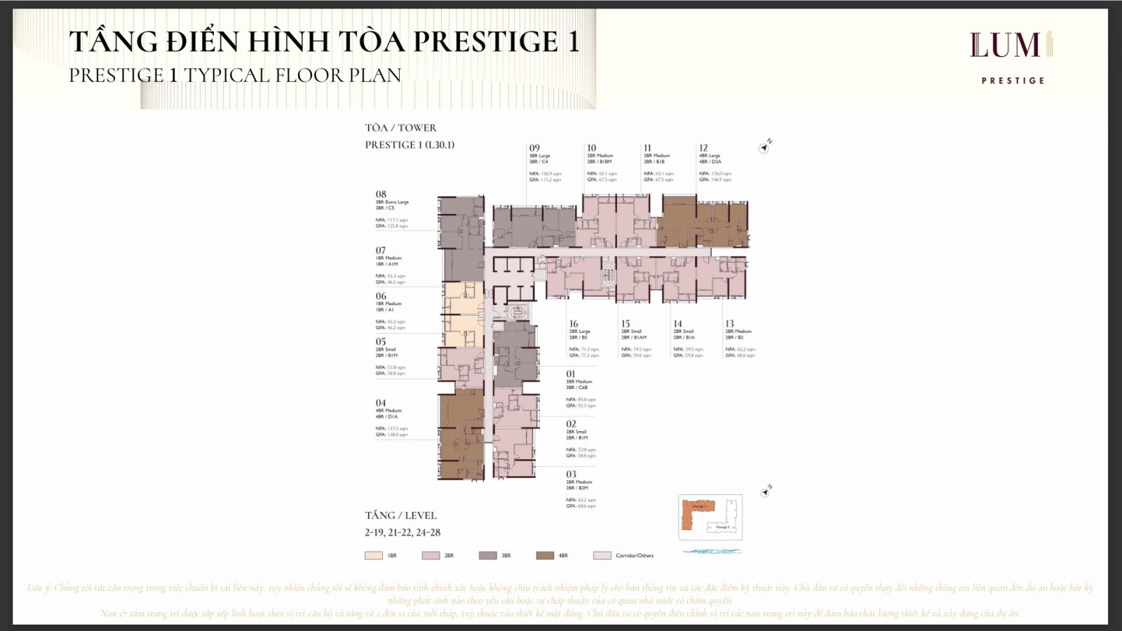 Mặt bằng tòa P1 Lumi Prestige Hà Nội