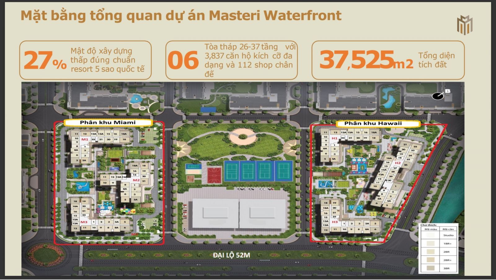 mặt bằng tiện ích tổng thể chung cư Masteri Waterfront Ocean Park