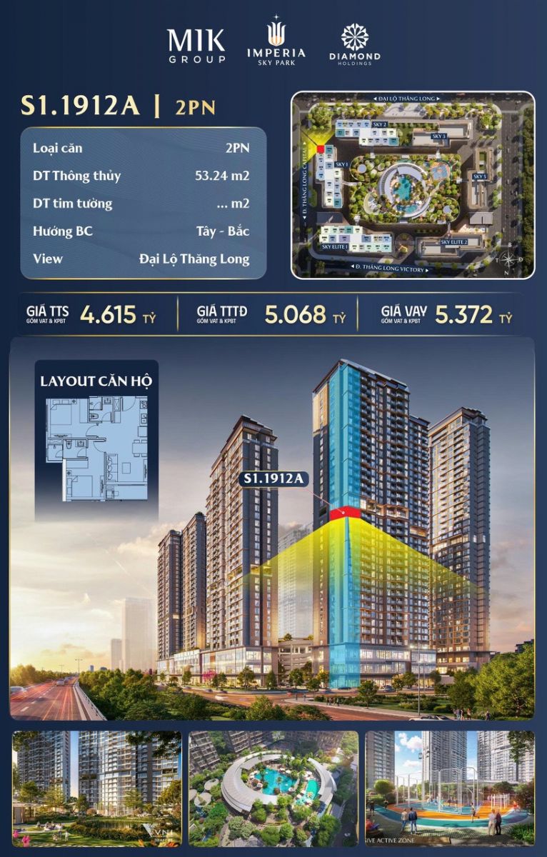 căn 2 phòng ngủ góc imperia nam an khánh giá rẻ