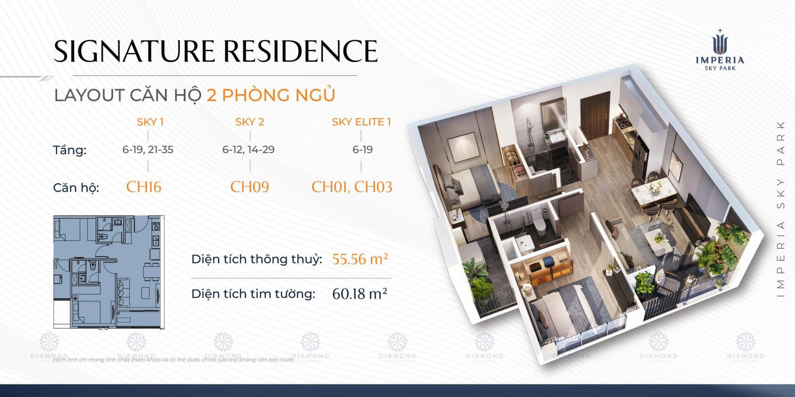 thiết kế căn 2 ngủ imperia nam an khánh