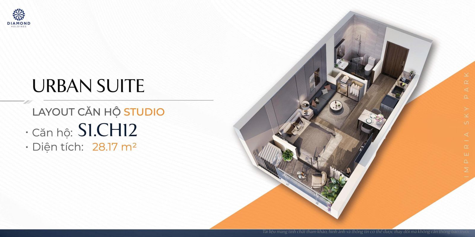 thiết kế căn Studio chung cư Imperia Sky Park dự án MIK Nam An Khánh